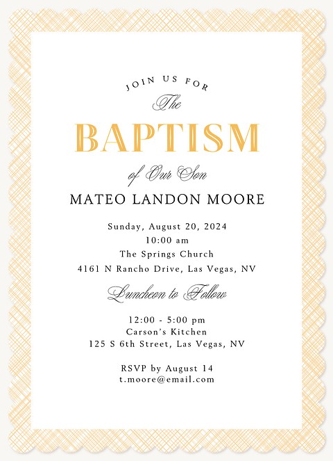 Linen Frame Baptisms & Christening Invitations