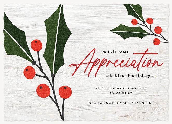 Modern Holly Business Holiday Cards