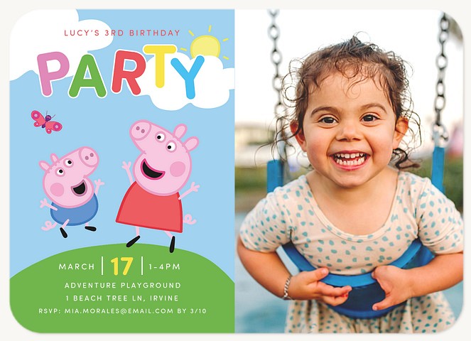 Peppa Pig Joyful Day Kids Birthday Invitations