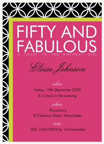 Simply Fabulous Adult Birthday Party Invitations