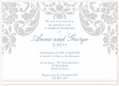 Floral Curtain Wedding Anniversary Invitations