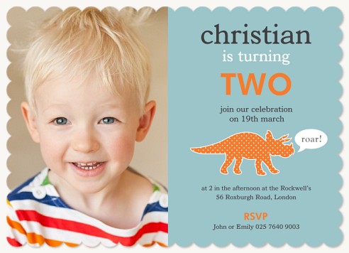 Terrific Triceratops Kids Birthday Invitations