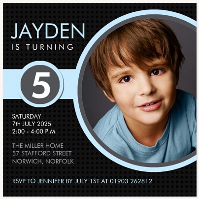 Cool Blue Kids Birthday Invitations