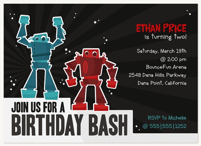 Rock 'Em Boy Birthday Party Invitations