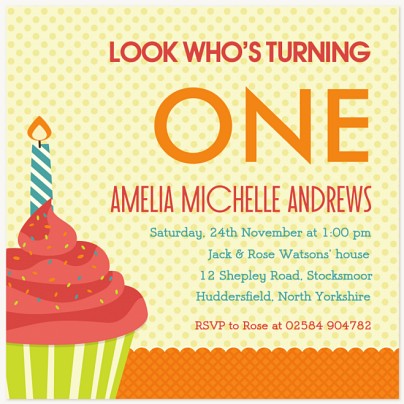 Her Big Candle Kids Birthday Invitations