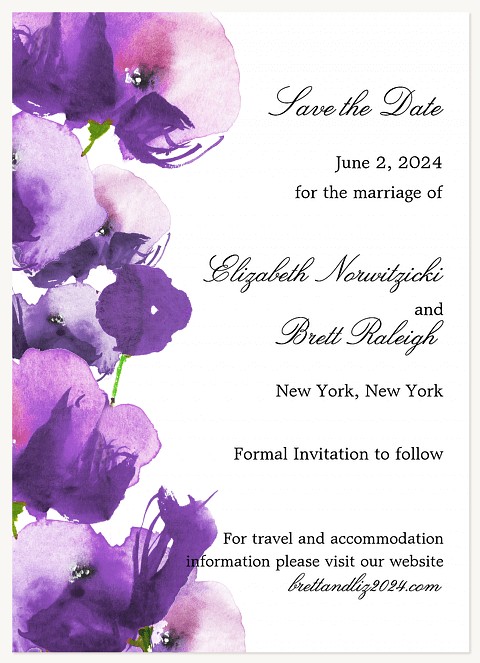 Violet Petals Save the Date Cards