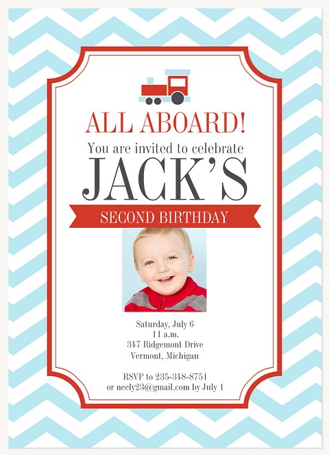 All Aboard! Boy Birthday Party Invitations