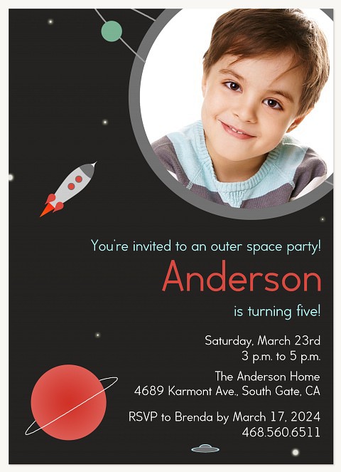 Space Explorers Kids Birthday Invitations