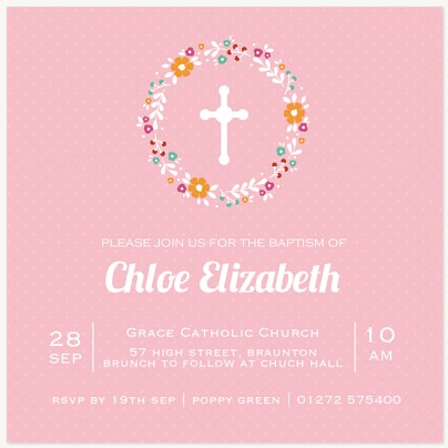 Floral Wreath Christening Invitations | Christening Invites
