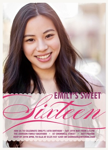 Pink Ribbon Teen Birthday Invitations
