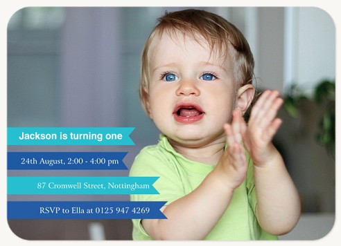 Blue Banners Kids Birthday Invitations