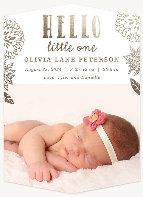 Gilded Hello Girl Baby Announcements