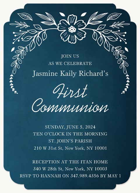 Floral Revival First Communion Invitations