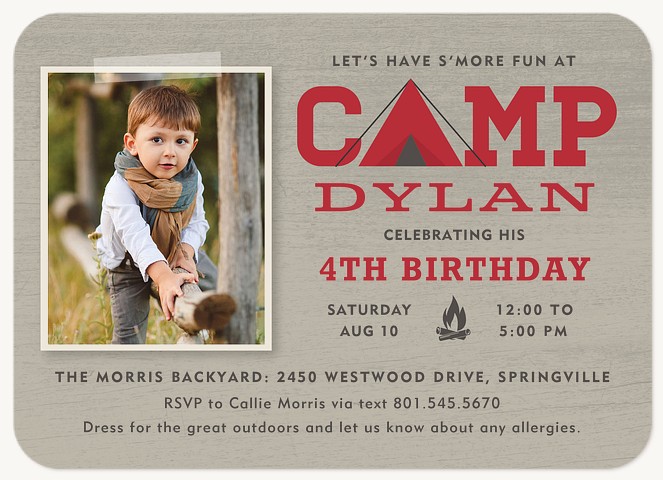 S'more Fun Boy Birthday Party Invitations