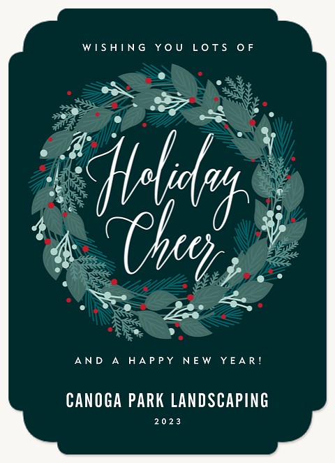 Cranberry Wreath Business Holiday Cards