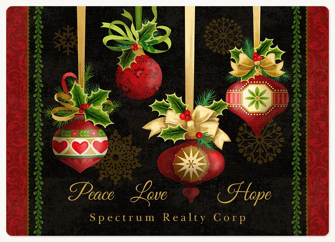 Gilded Ornaments  Holiday & Christmas Magnet Cards