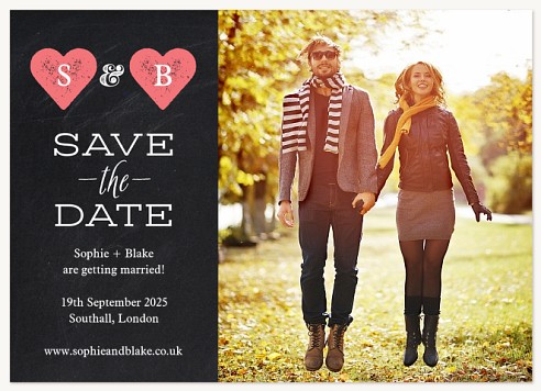 Chalkboard Hearts Save the Date Cards