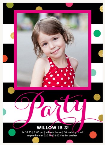 Confetti Delight Kids Birthday Invitations
