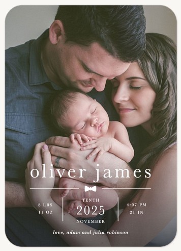 Classy Bowtie Baby Announcements