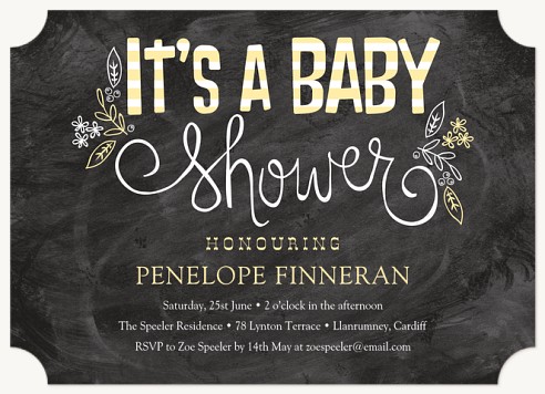 Chalkboard Script Baby Shower Invites