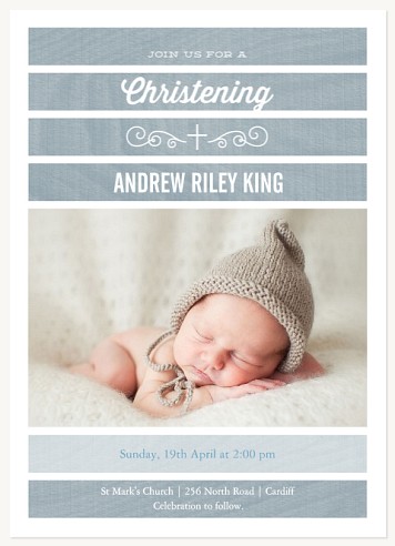 Rustic Stripes Christening Invitations | Christening Invites