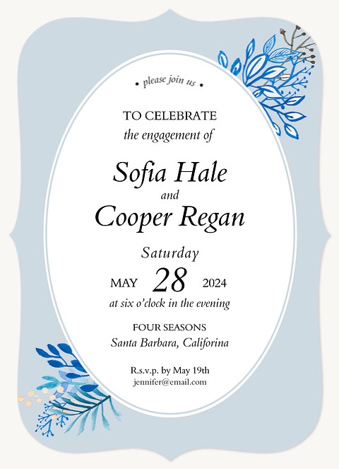 Botanical Watercolor Engagement Party Invitations