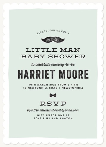 Dashing Mustache Baby Shower Invites