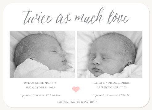 Our Lovelies Twin Birth Announcement Cards
