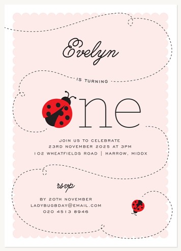 Delightful Ladybug Kids Birthday Invitations