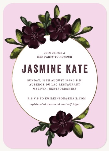 Plum Bouquet  Hen Party Invitations