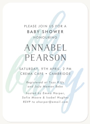 Ombré Watercolour Baby Shower Invites 