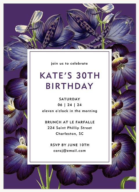 Birthday Violets Adult Birthday Party Invitations