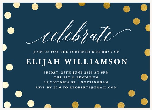Radiant Dots Adult Birthday Party Invitations