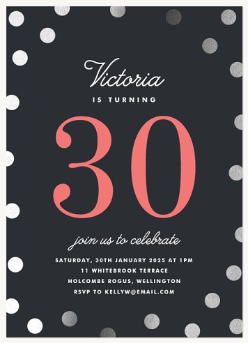 Shimmering Dots Adult Birthday Party Invitations