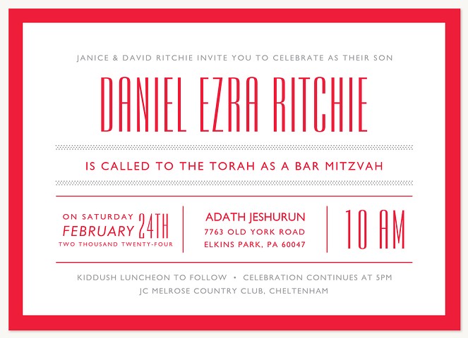 Bold Modern Bar Mitzvah Invitations