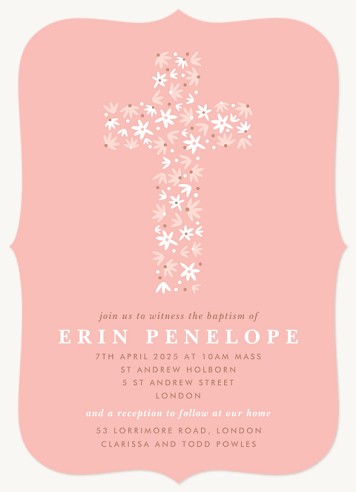 Cross of Flora Christening Invitations | Christening Invites