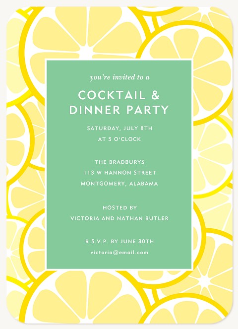 Lemon Cocktail Summer Party Invitations