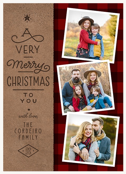 Hipster Plaid Personalized Holiday Cards