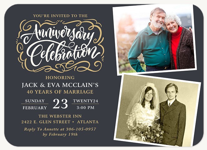 Anniversary Flourish Wedding Anniversary Invitations