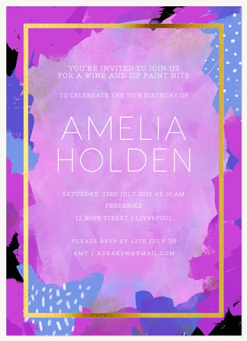 Painted Glam Teen Birthday Invitations