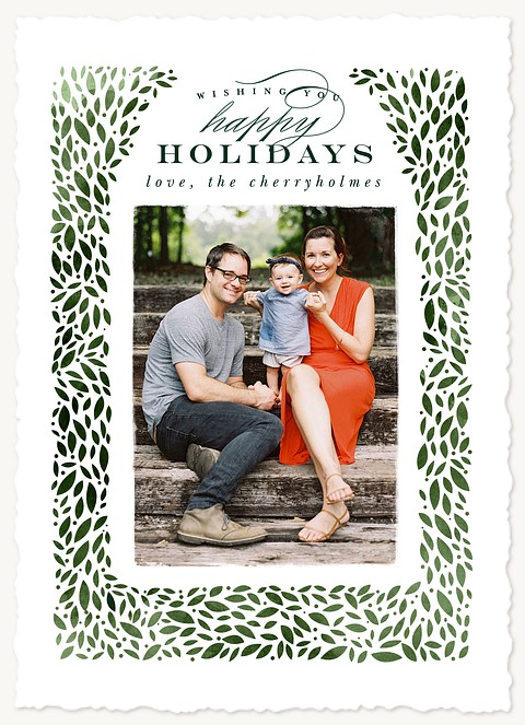 Boxwood Wreath Photo Holiday Cards