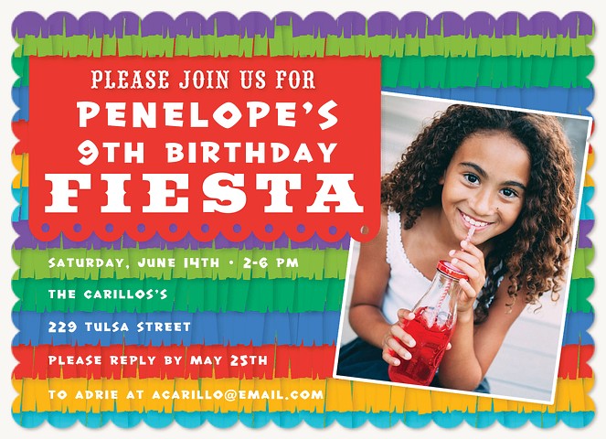 Fiesta Fringe Kids Birthday Invitations