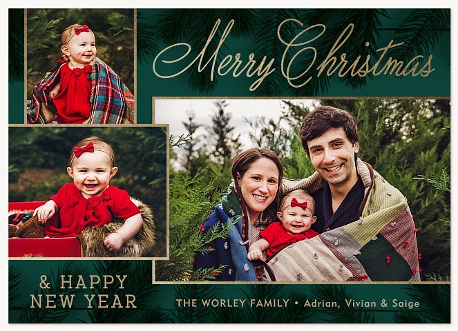 Modern Pine Photo Holiday Cards