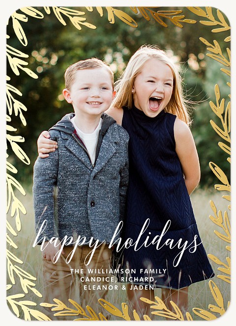 Foiled Sprigs Personalized Holiday Cards