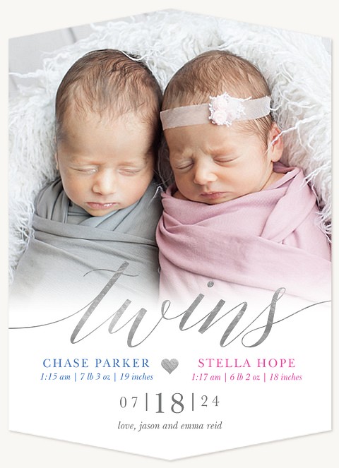Twin Flourish Twin Birth Announcements