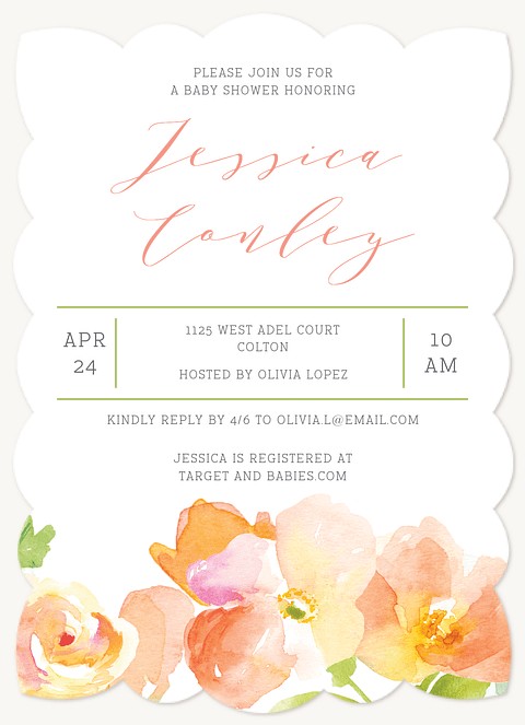 Blushing Floral Baby Shower Invites