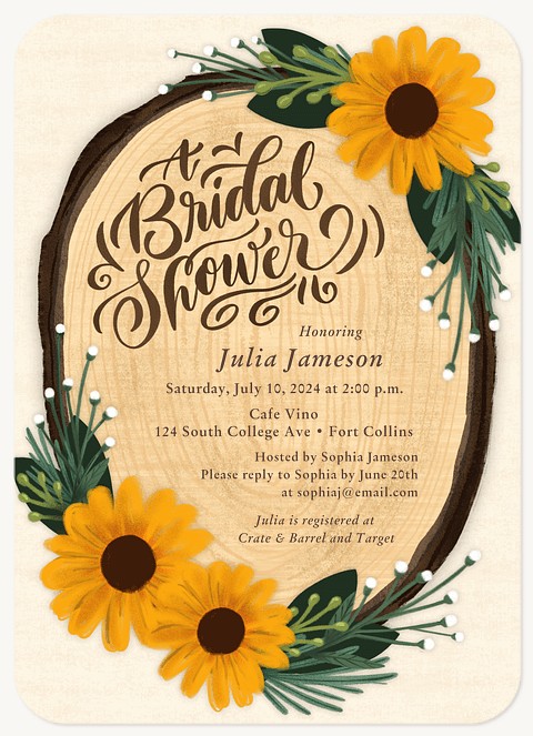 Woodland Sunflowers Bridal Shower Invitations