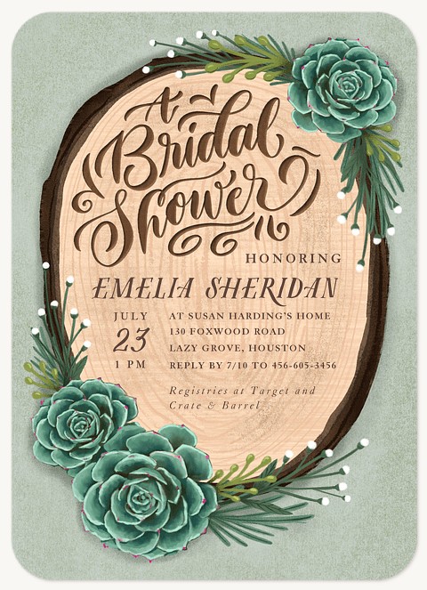 Woodland Succulents Bridal Shower Invitations