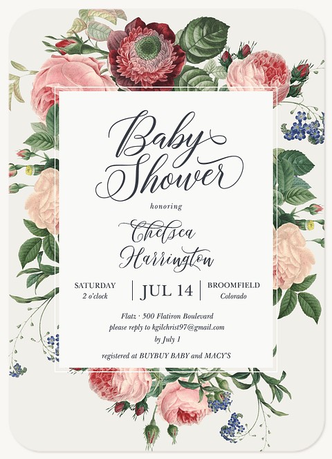 Vintage Botanica Baby Shower Invites