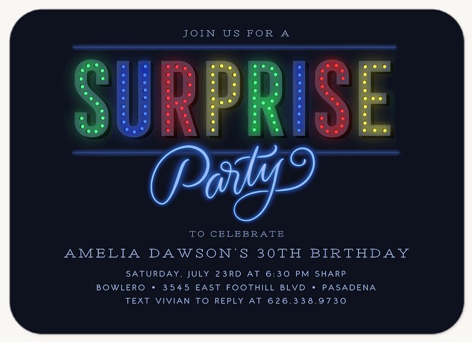 Surprise Lights Adult Birthday Party Invitations